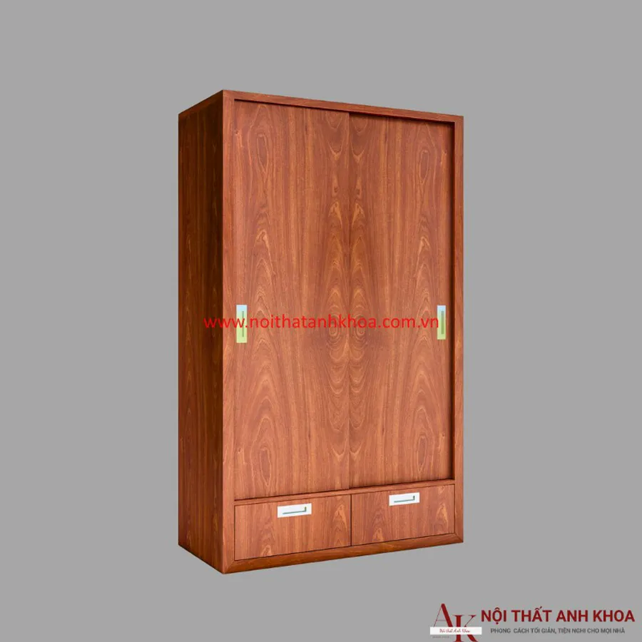 Tủ Quần Áo Cửa Lùa Gỗ MDF Màu Xoan Giá Rẻ
