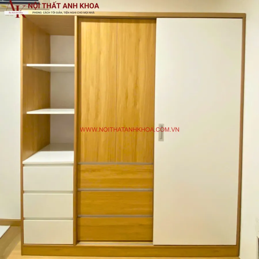 Tủ Quần Áo Cửa Lùa Gỗ MDF Hiện Đại