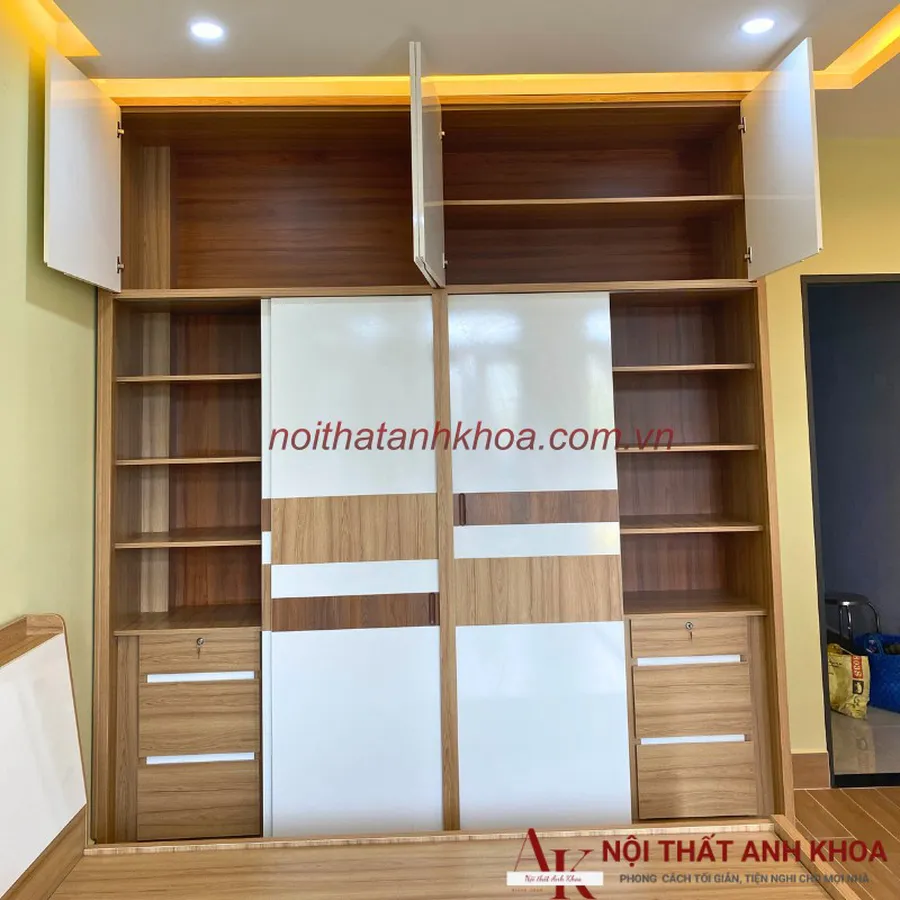 Tủ Quần Áo Cửa Lùa Phối Màu Đẹp Thiết Kế Phong Cách Hiện Đại