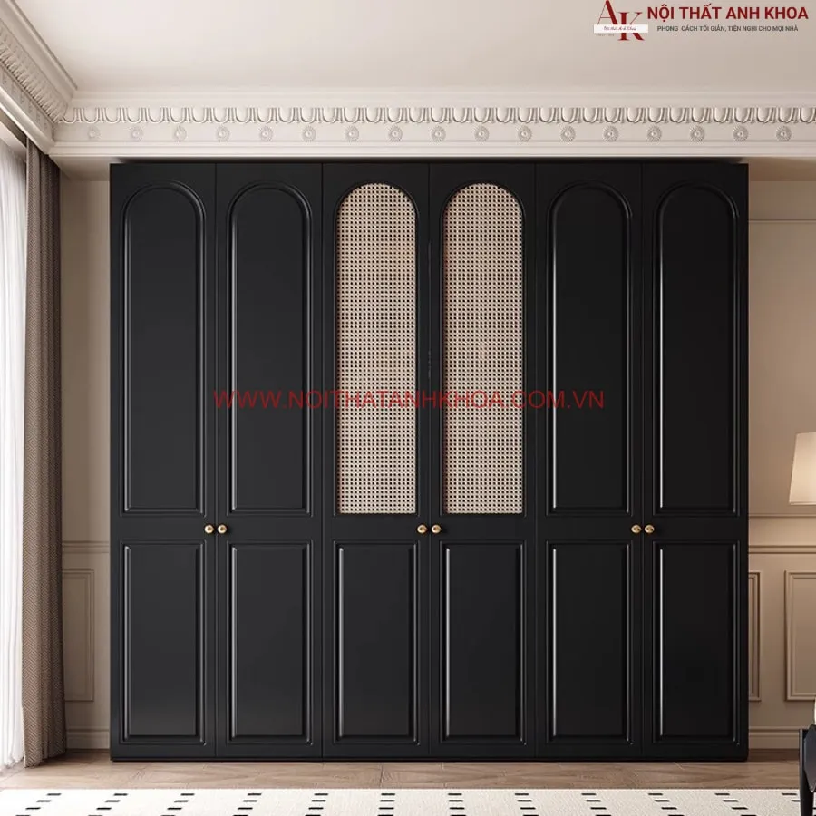 Tủ Quần Áo Màu Đen Gỗ Công Nghiệp Sang Trọng Đẳng Cấp