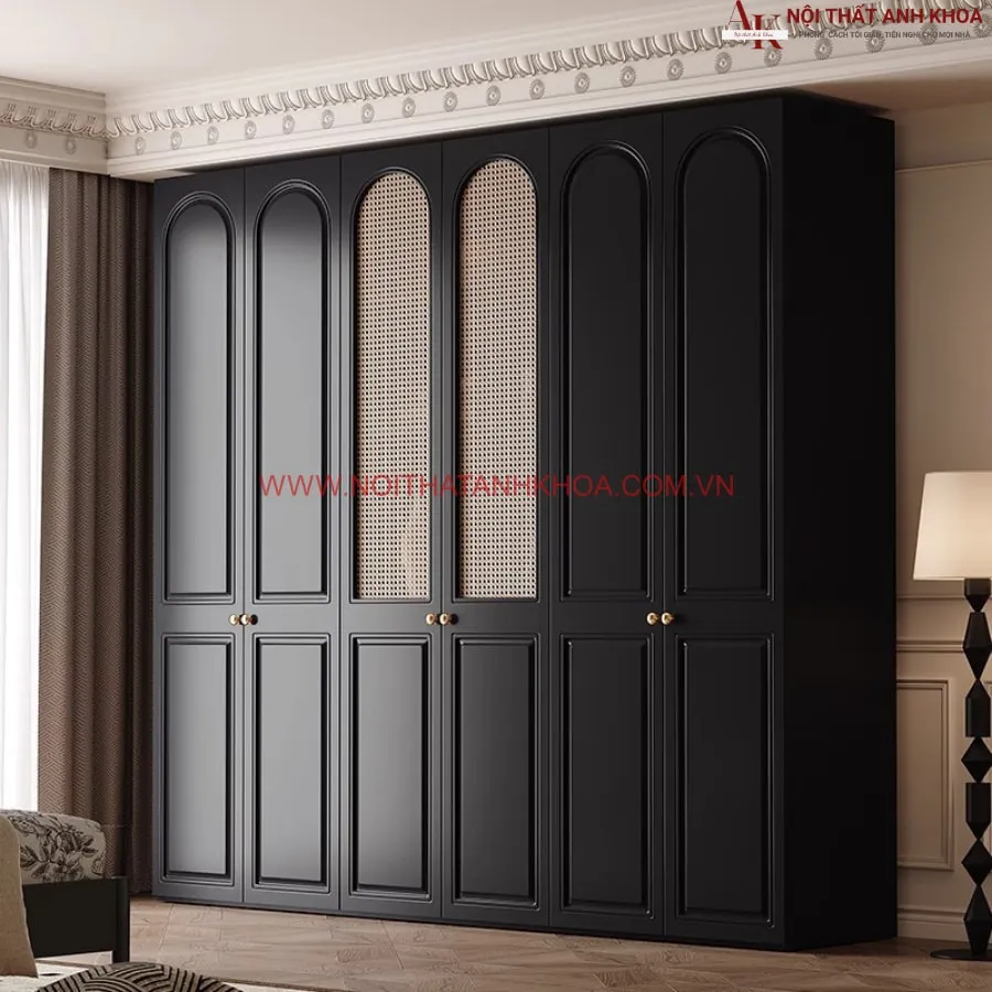 Tủ Quần Áo Màu Đen Gỗ Công Nghiệp Sang Trọng Đẳng Cấp