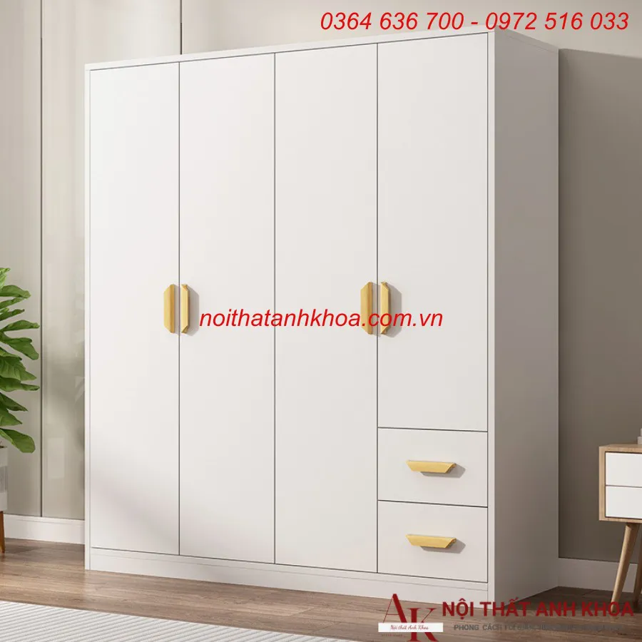 Tủ Quần Áo Giá Rẻ Gỗ Công Nghiệp Màu Vàng Phối Cánh Trắng