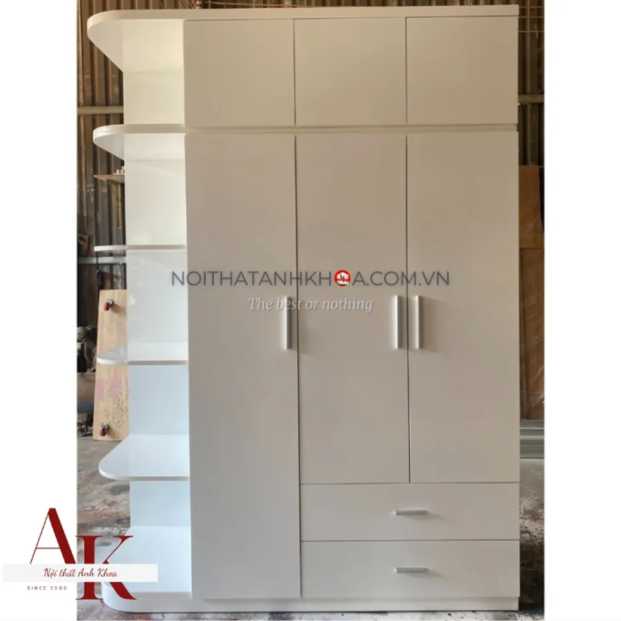 Tủ Quần Áo Giá Rẻ Màu Trắng Gỗ Công Nghiệp Cao Cấp