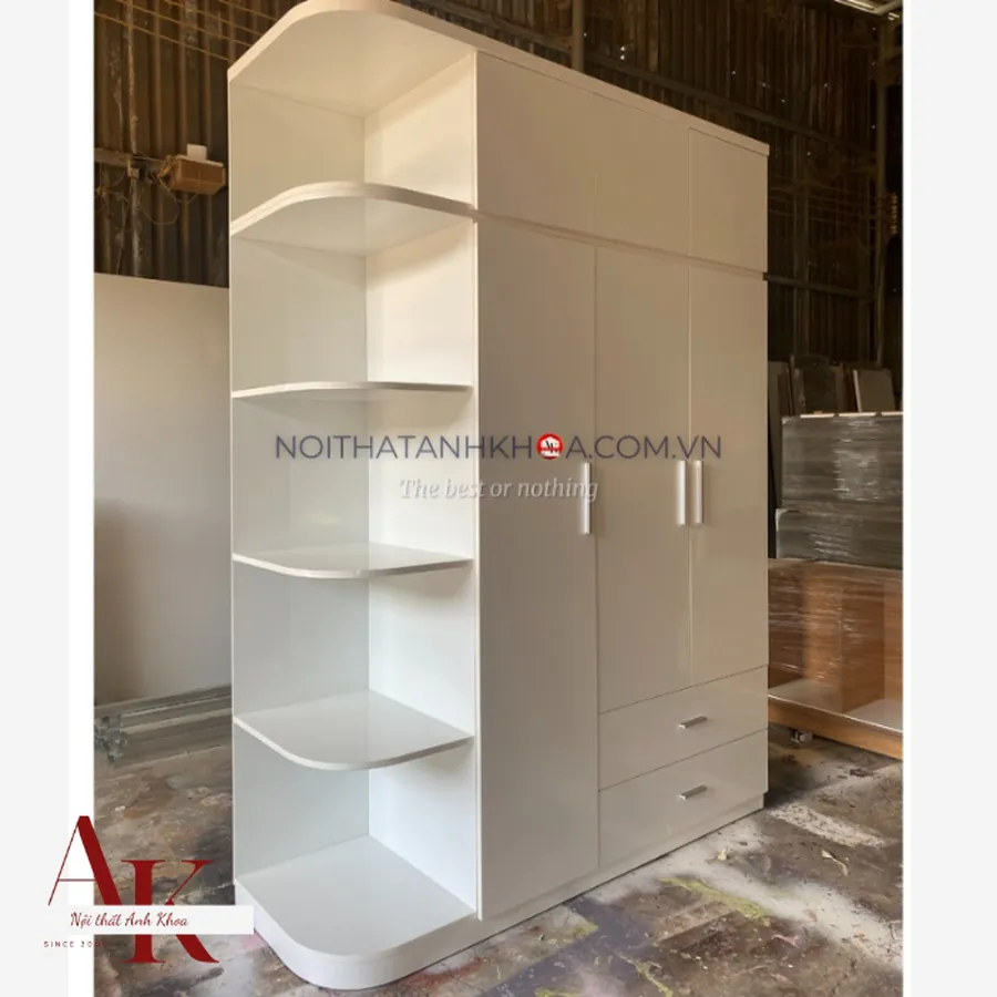 Tủ Quần Áo Giá Rẻ Màu Trắng Gỗ Công Nghiệp Cao Cấp