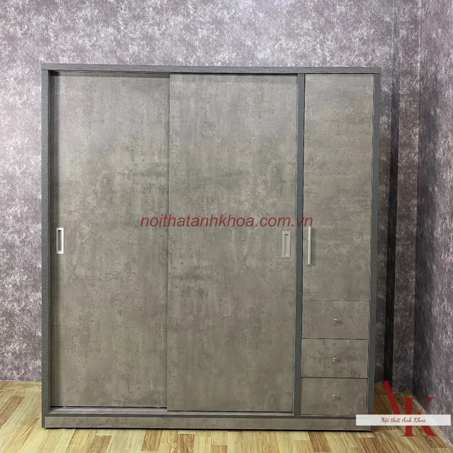 Tủ Quần Áo Giá Rẻ Gỗ MDF Màu Bê Tông Bền Cao Cấp