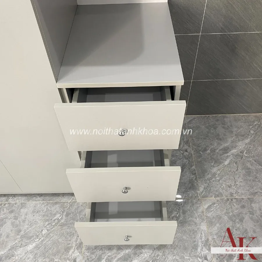 Tủ Quần Áo Giá Rẻ Gỗ MDF Màu Xám Trắng Hiện Đại Phong Cách