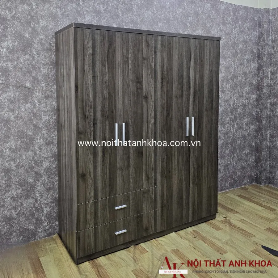 Tủ Quần Áo Giá Rẻ Gỗ MDF Màu Xanh Rêu Vân Gỗ Đẹp