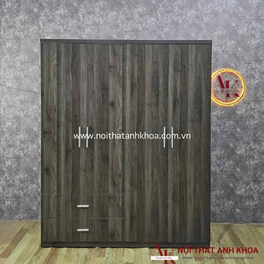 Tủ Quần Áo Giá Rẻ Gỗ MDF Màu Xanh Rêu Vân Gỗ Đẹp