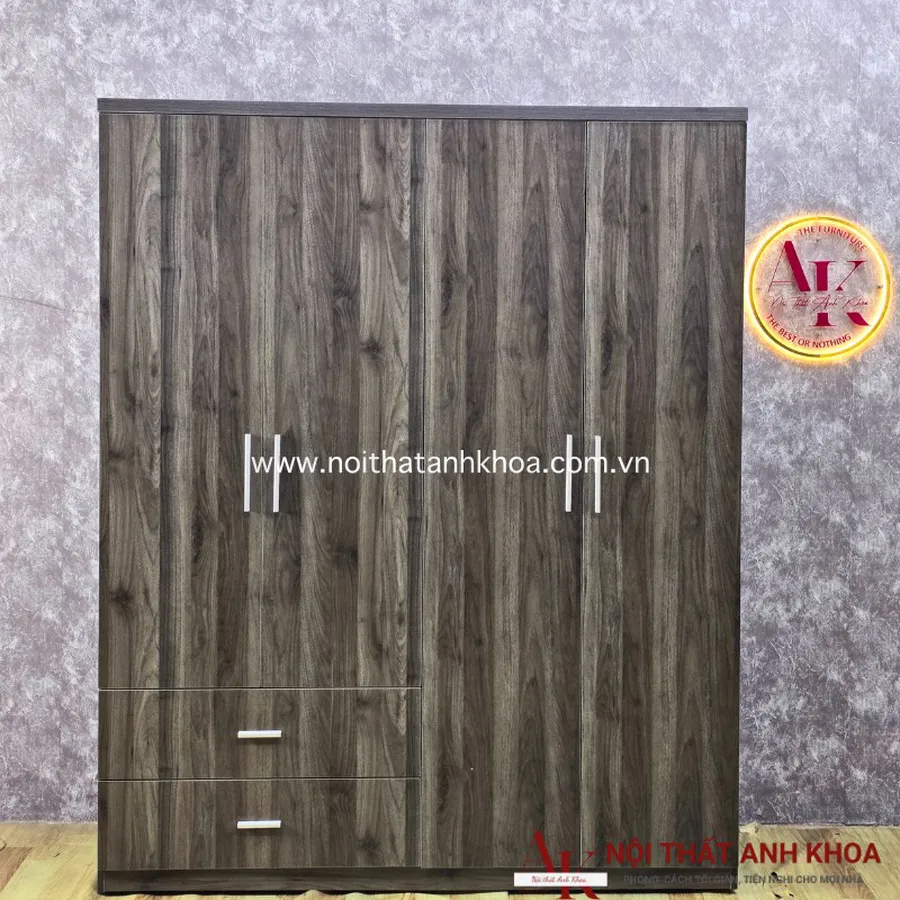 Tủ Quần Áo Giá Rẻ Gỗ MDF Màu Xanh Rêu Vân Gỗ Đẹp