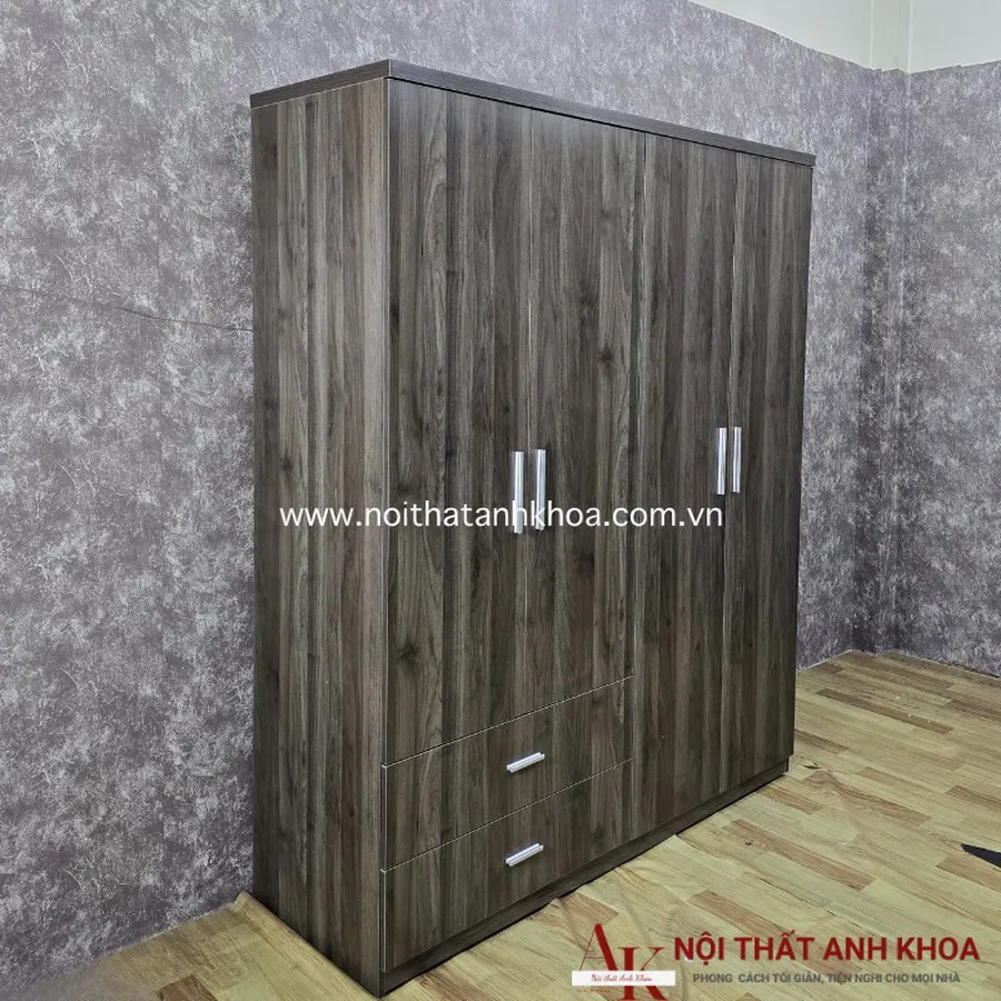 Tủ Quần Áo Giá Rẻ Gỗ MDF Màu Xanh Rêu Vân Gỗ Đẹp