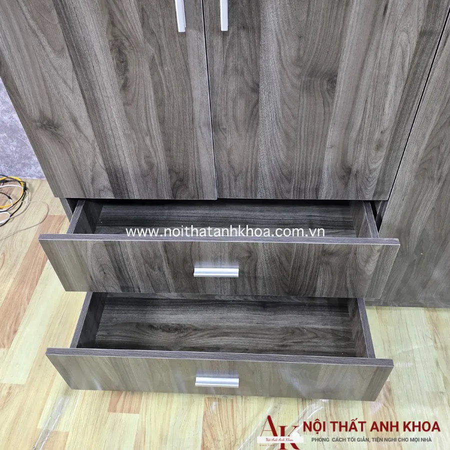 Tủ Quần Áo Giá Rẻ Gỗ MDF Màu Xanh Rêu Vân Gỗ Đẹp