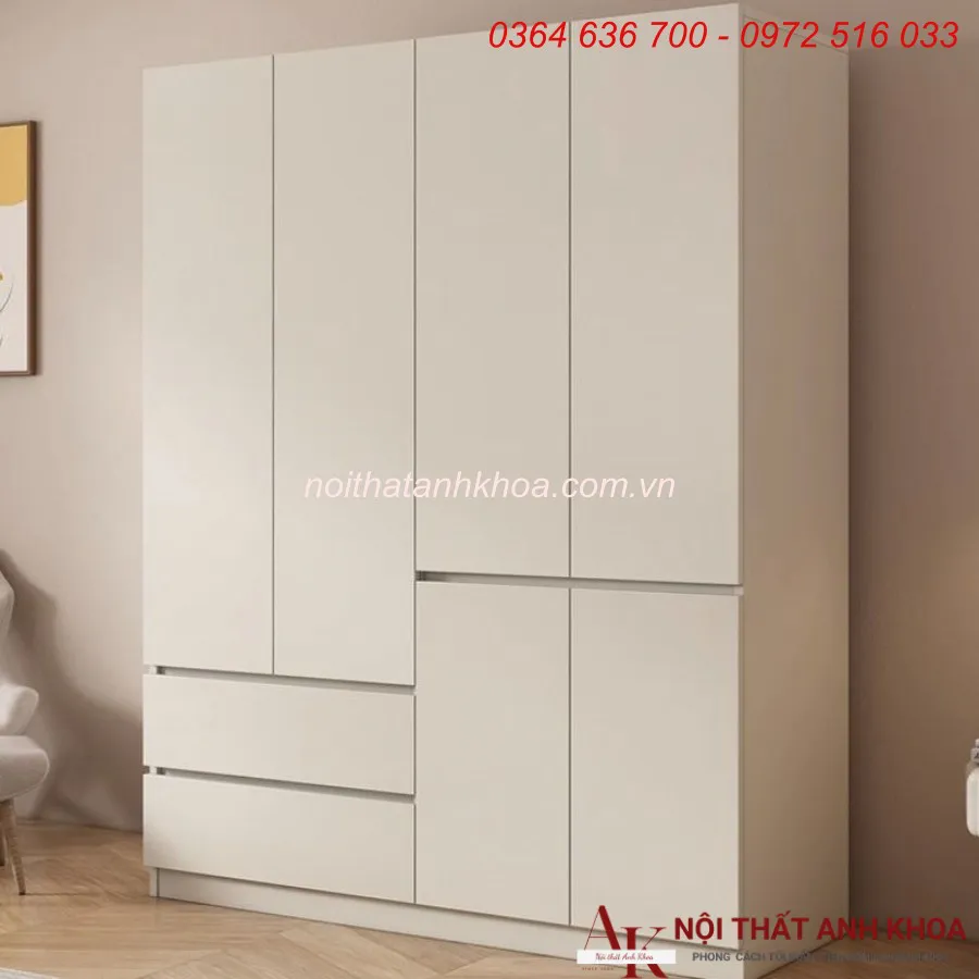 Tủ Quần Áo Giá Rẻ Màu Trắng Gỗ MDF Đẹp Cao Cấp