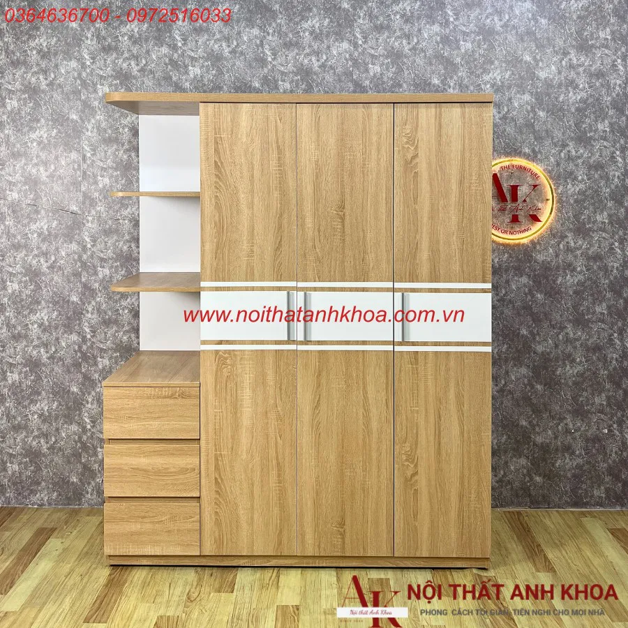 Tủ Quần Áo Gỗ Công Nghiệp 3 Cánh 1m6 Giá Rẻ