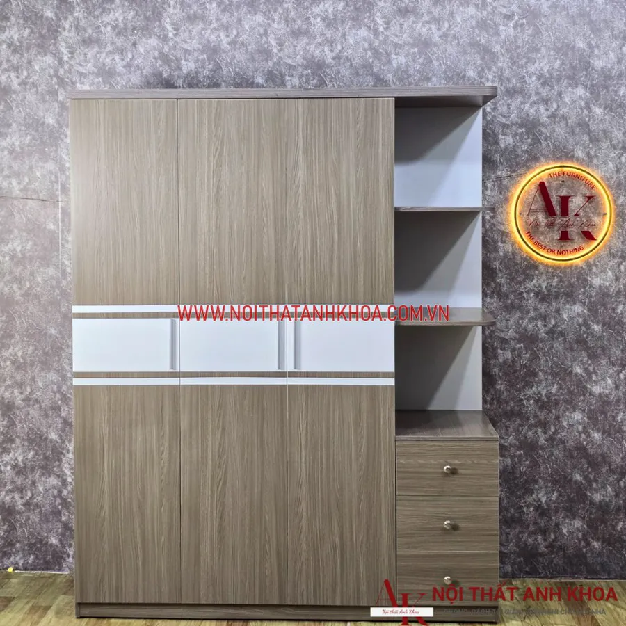 Tủ Quần Áo Gỗ Công Nghiệp 3 Cánh Phối Màu Đẹp Giá Rẻ