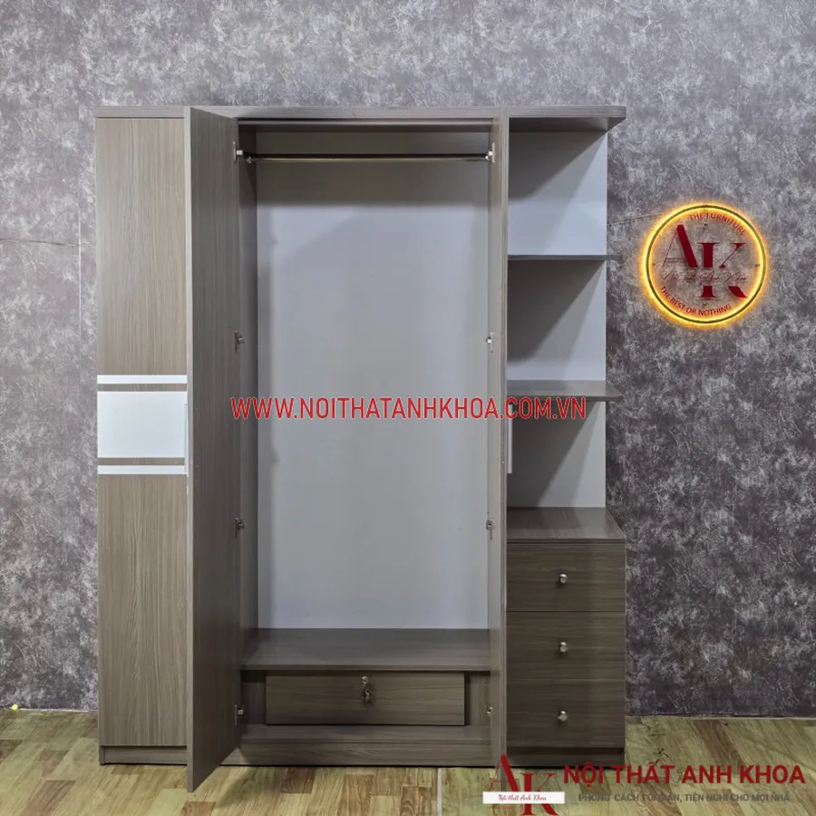 Tủ Quần Áo Gỗ Công Nghiệp 3 Cánh Phối Màu Đẹp Giá Rẻ