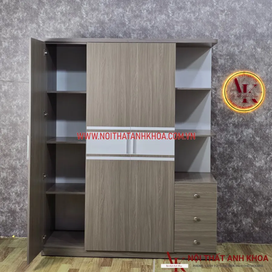 Tủ Quần Áo Gỗ Công Nghiệp 3 Cánh Phối Màu Đẹp Giá Rẻ