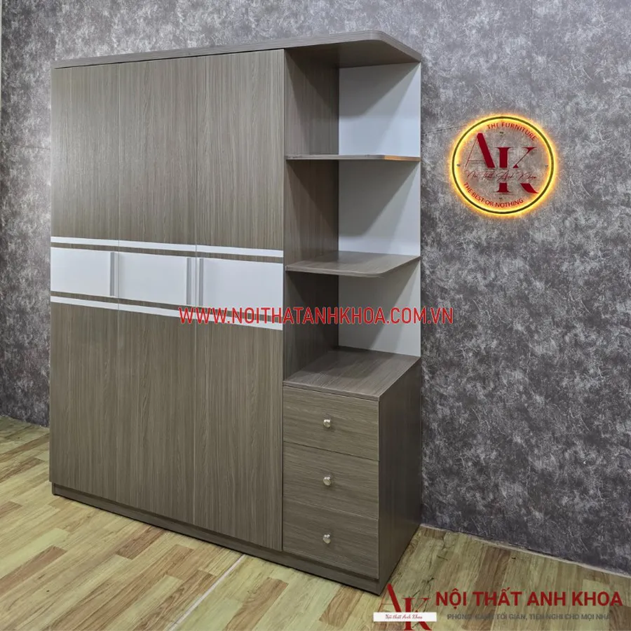 Tủ Quần Áo Gỗ Công Nghiệp 3 Cánh Phối Màu Đẹp Giá Rẻ