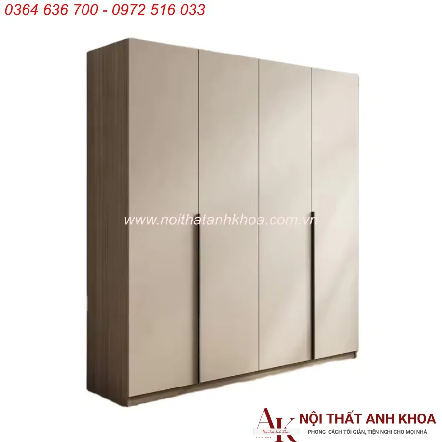 Tủ Quần Áo Gỗ Công Nghiệp 4 Cánh 2 Buồng Phối Màu Đẹp