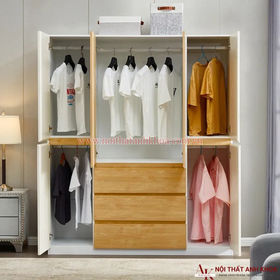 Tủ Quần Áo Gỗ Công Nghiệp 4 Cánh Hiện Đại Giá Tốt