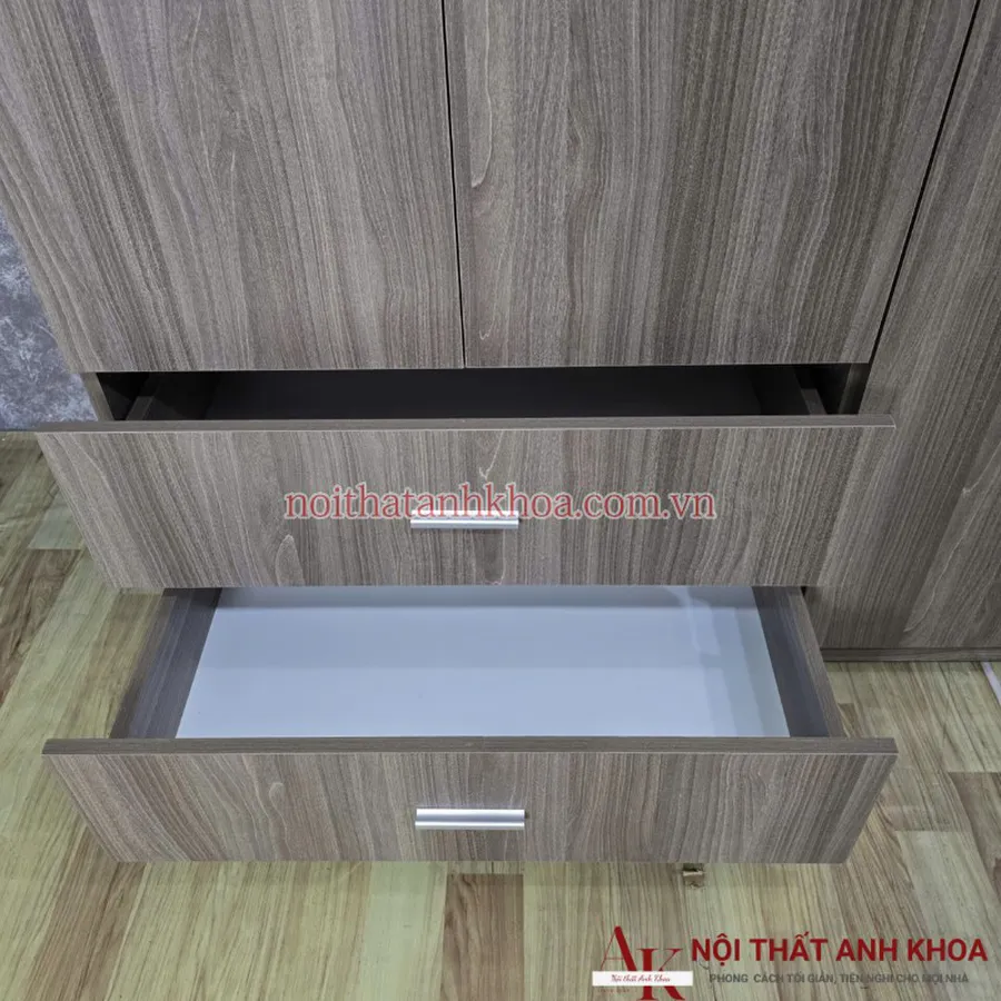 Tủ Quần Áo Gỗ Công Nghiệp 4 Cánh Màu Nâu Vân Gỗ Đẹp Giá Tốt