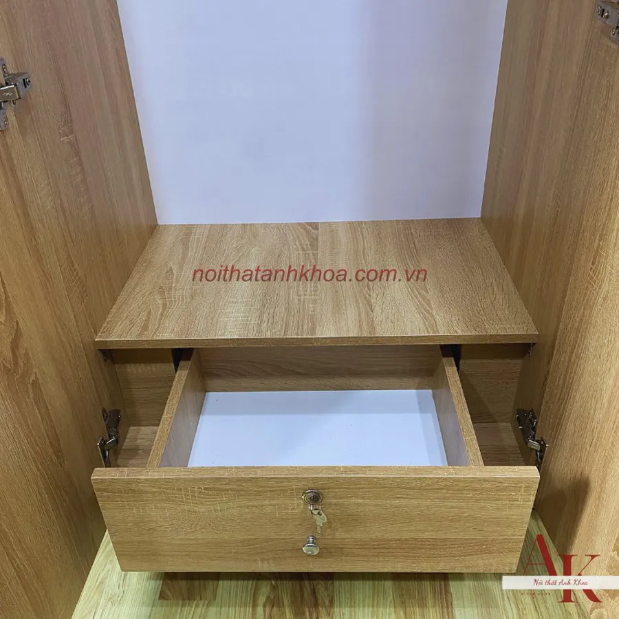 Tủ Quần Áo Gỗ Công Nghiệp Màu Vàng Có Kệ Đẹp Phong Cách