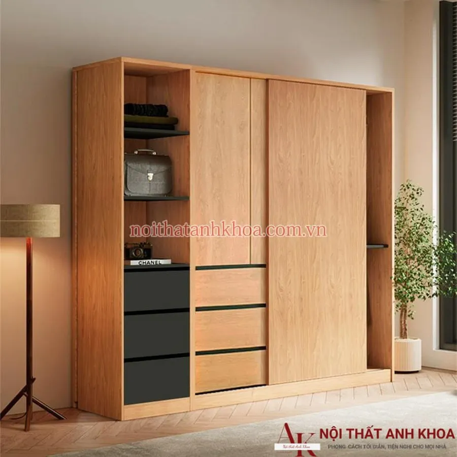 Tủ Quần Áo Gỗ Công Nghiệp Cửa Lùa Giá Rẻ