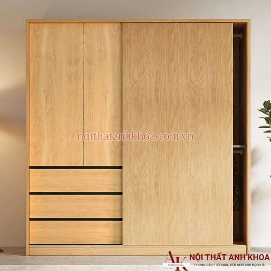 Tủ Quần Áo Gỗ Công Nghiệp Cửa Lùa Giá Rẻ