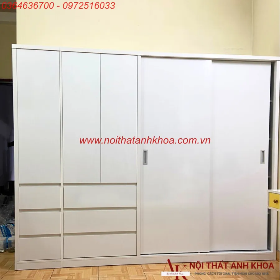 Tủ Quần Áo Gỗ Công Nghiệp Màu Trắng Đẹp Thiết Kế Hiện Đại Sang Trọng