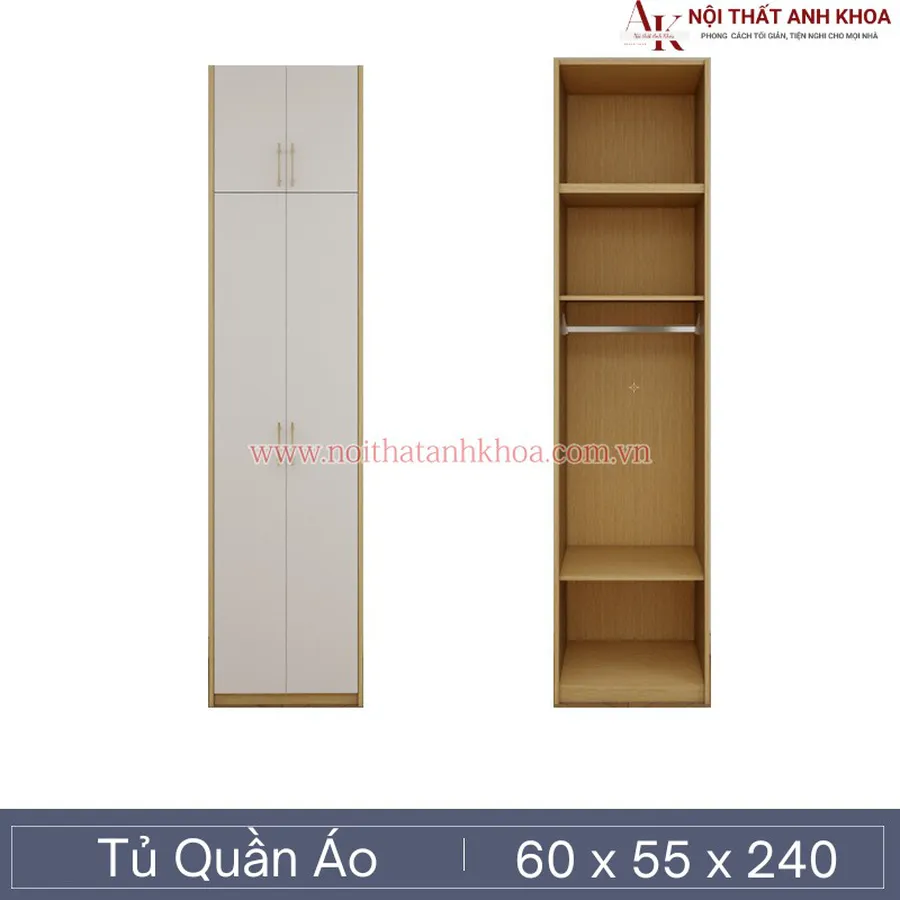 Tủ Quần Áo Gỗ Công Nghiệp Màu Vàng Phối Trắng Hiện Đại Giá Rẻ