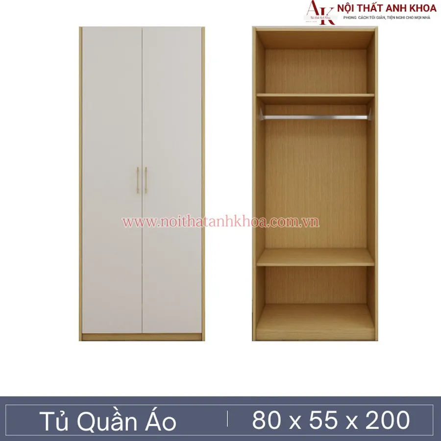 Tủ Quần Áo Gỗ Công Nghiệp Màu Vàng Phối Trắng Hiện Đại Giá Rẻ