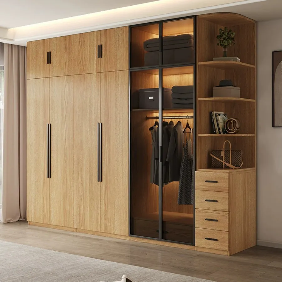Tủ Quần Áo Gỗ Công Nghiệp Màu Vàng Vân Gỗ Đẹp Hiện Đại Giá Rẻ