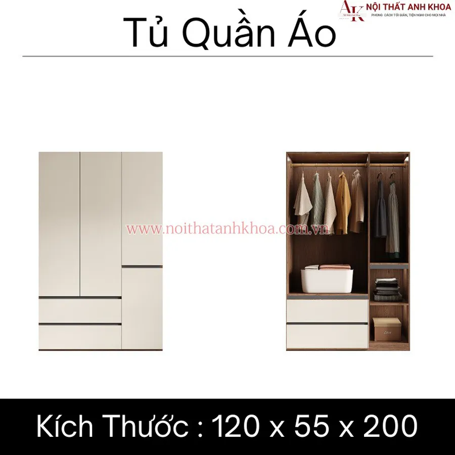 Tủ Quần Áo Gỗ Công Nghiệp MDF Đa Dạng Kích Thước Mẫu Mã
