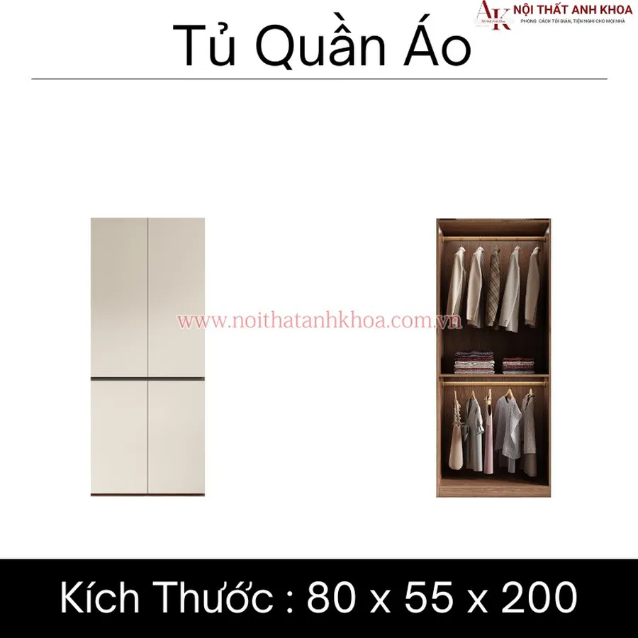 Tủ Quần Áo Gỗ Công Nghiệp MDF Đa Dạng Kích Thước Mẫu Mã