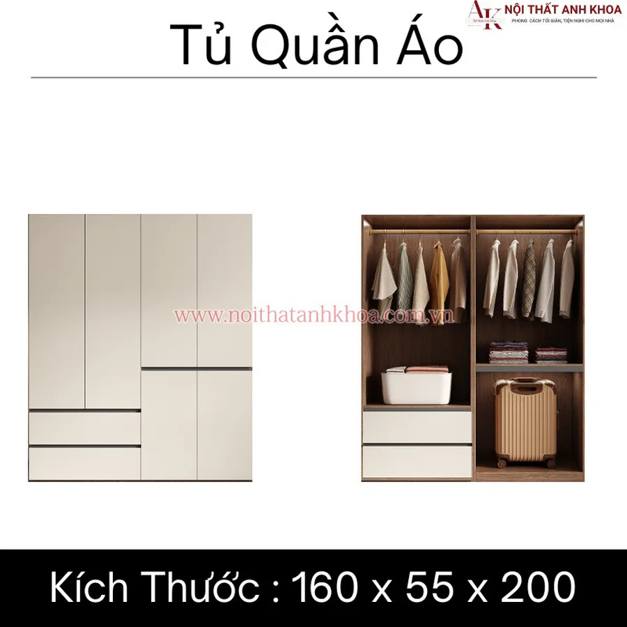 Tủ Quần Áo Gỗ Công Nghiệp MDF Đa Dạng Kích Thước Mẫu Mã