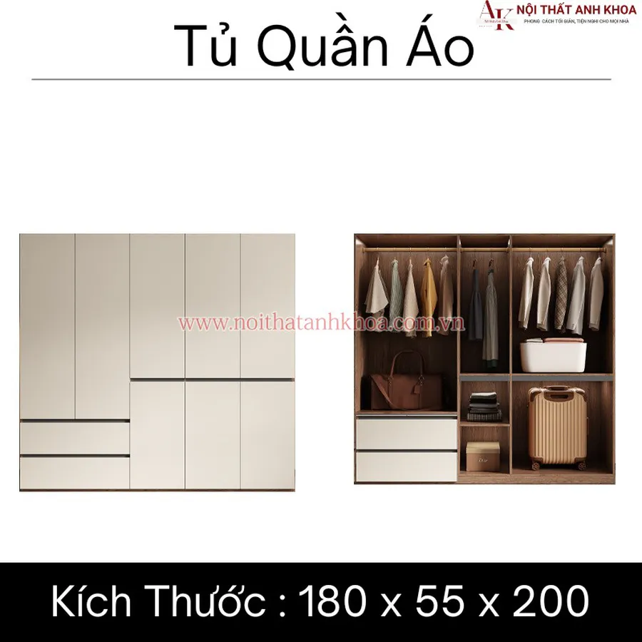 Tủ Quần Áo Gỗ Công Nghiệp MDF Đa Dạng Kích Thước Mẫu Mã