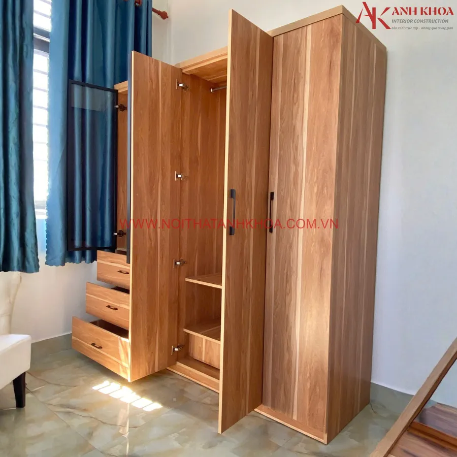 Tủ Quần Áo Gỗ Công Nghiệp Phối Cánh Kính Đẹp Sang Trọng