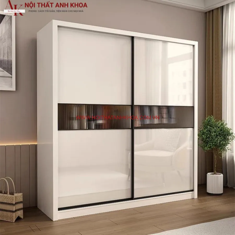 Tủ Quần Áo Gỗ Công Nghiệp Phối Điểm Nhấn Hiện Đại