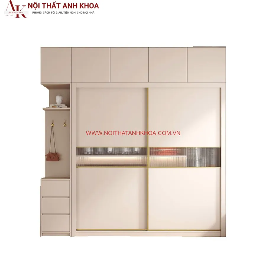 Tủ Quần Áo Gỗ Công Nghiệp Phối Kính Đẹp Hiện Đại