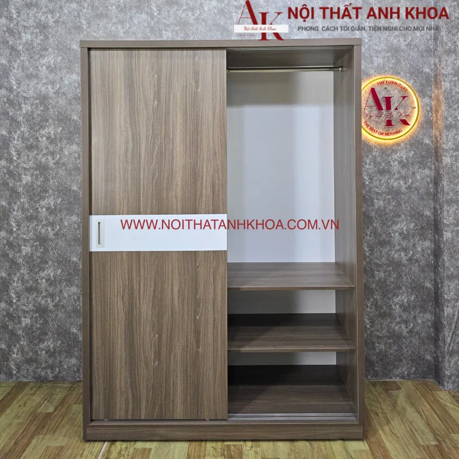 Tủ Quần Áo Gỗ Ép Cửa Lùa Màu Vân Gỗ Đẹp Giá Tốt