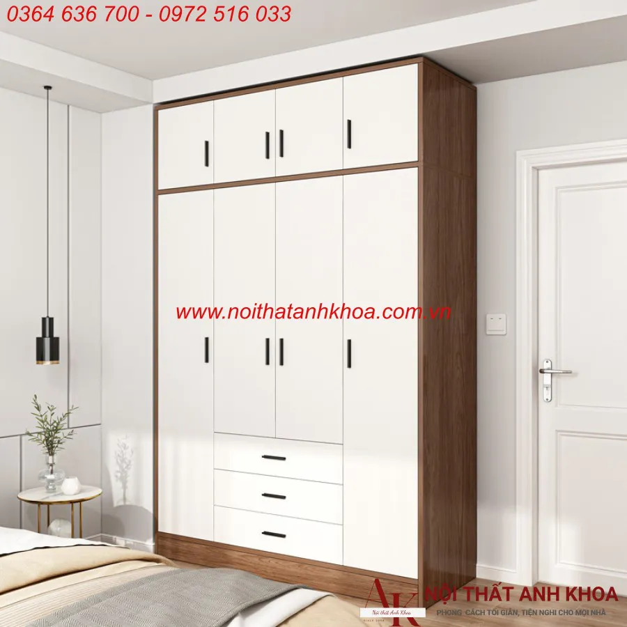 Tủ Quần Áo Gỗ Ép Thiết Kế Kịch Trần Đẹp