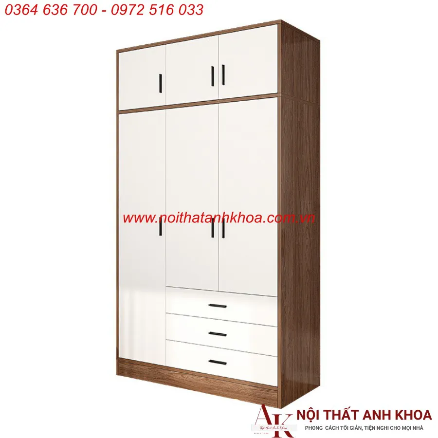 Tủ Quần Áo Gỗ Ép Thiết Kế Kịch Trần Đẹp