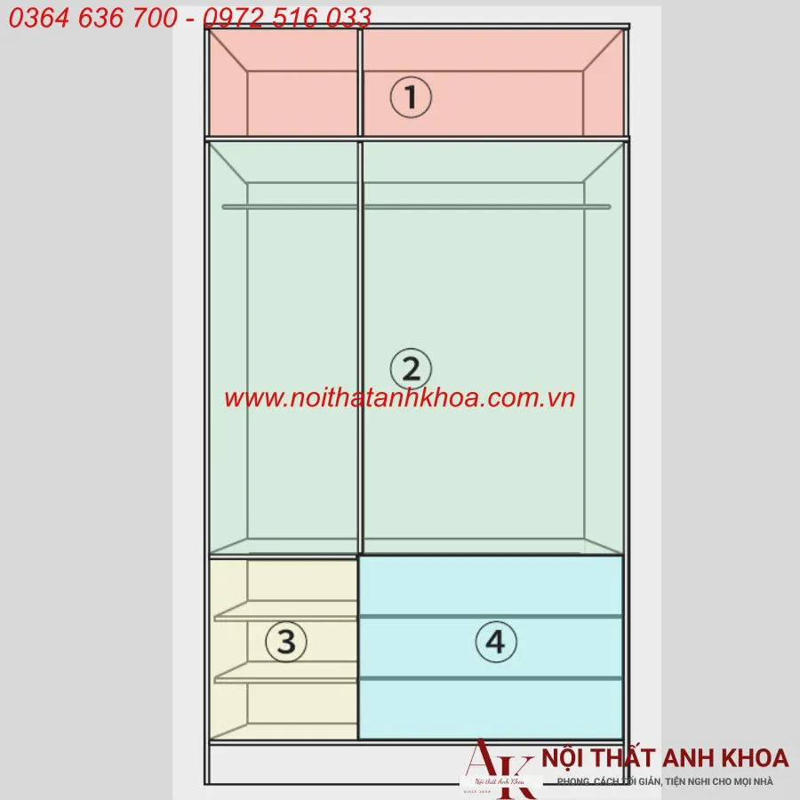 Tủ Quần Áo Gỗ Ép Thiết Kế Kịch Trần Đẹp