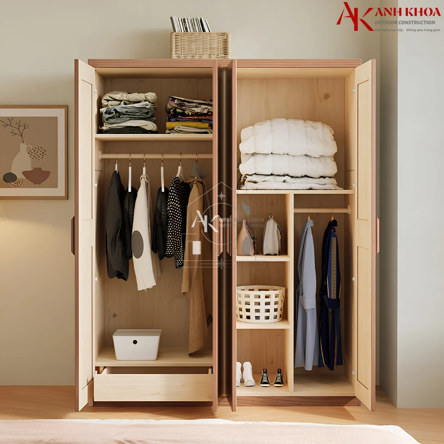Tủ Quần Áo Gỗ Ghép Chắc Chắn Bền Đẹp