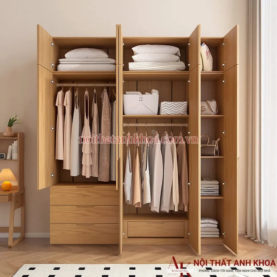Tủ Quần Áo Gỗ MDF Thiết Kế Thông Minh Hiện Đại