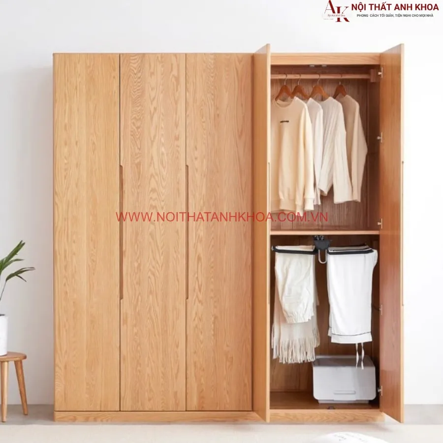 Tủ Quần Áo Gỗ Sồi Cứng Cáp Hiện Đại