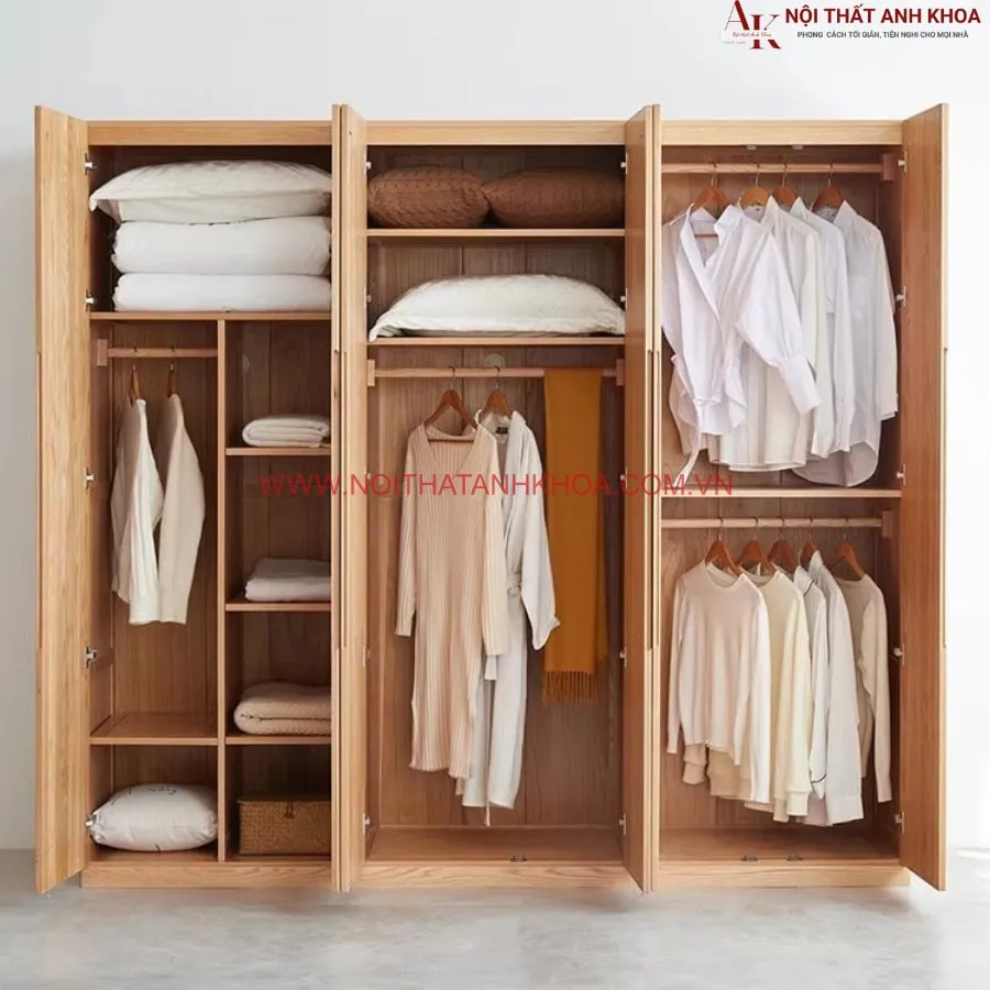 Tủ Quần Áo Gỗ Sồi Cứng Cáp Hiện Đại