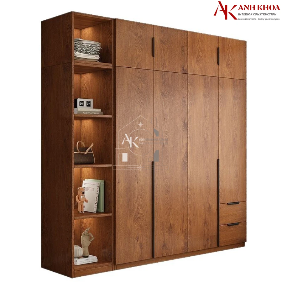 Tủ Quần Áo Hiện Đại Gỗ Công Nghiệp Màu Óc Chó