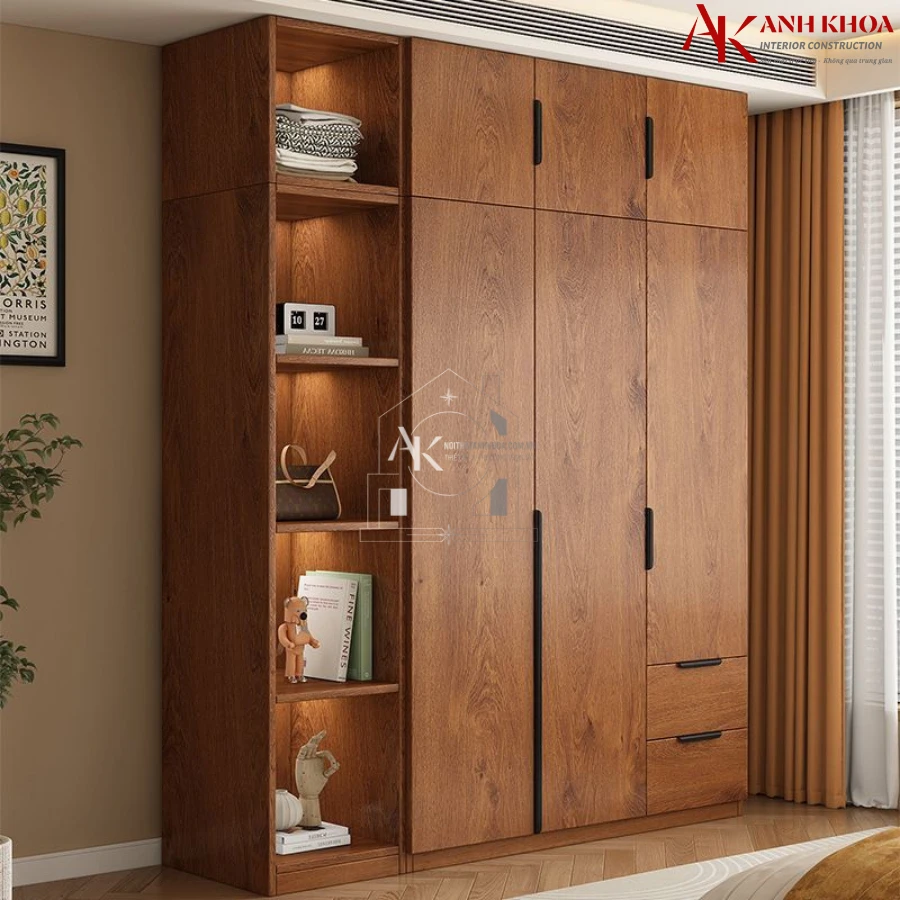 Tủ Quần Áo Hiện Đại Gỗ Công Nghiệp Màu Óc Chó