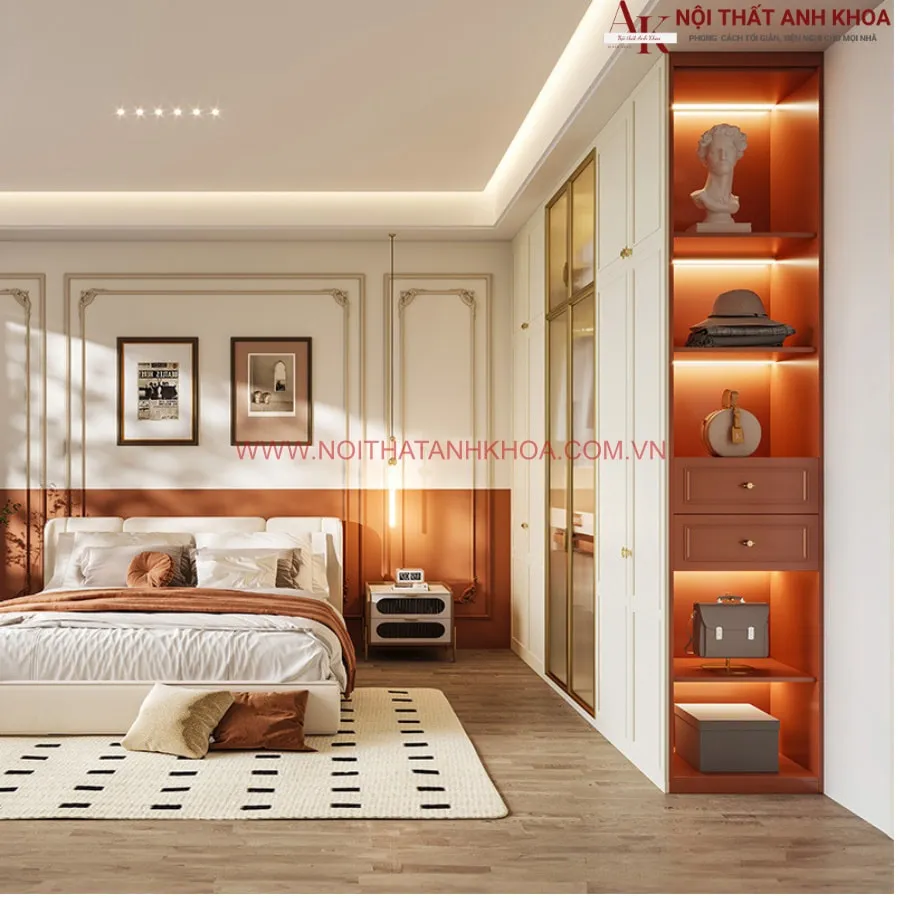 Tủ Quần Áo Hiện Đại Kết Hợp Cánh Kính Sang Trọng 
