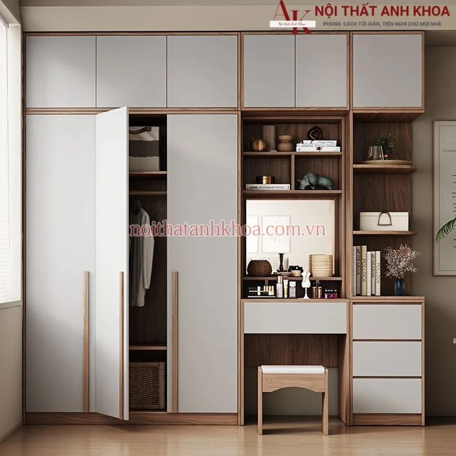 Tủ Quần Áo Kết Hợp Bàn Trang Điểm Phong Cách Hiện Đại